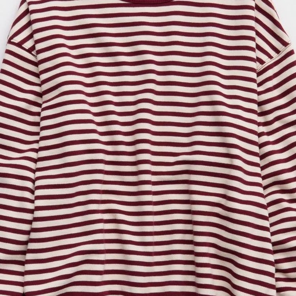 NWT Aerie Burgundy and White Striped Sweater - Picture 3 of 4